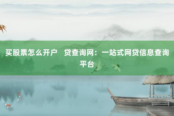 买股票怎么开户   贷查询网：一站式网贷信息查询平台