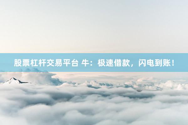 股票杠杆交易平台 牛：极速借款，闪电到账！