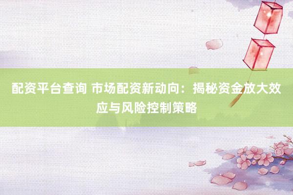 配资平台查询 市场配资新动向：揭秘资金放大效应与风险控制策略