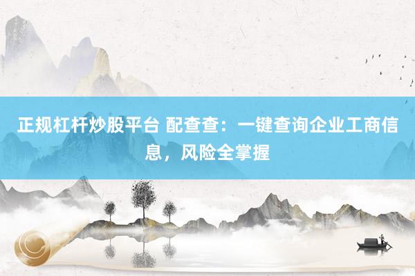正规杠杆炒股平台 配查查：一键查询企业工商信息，风险全掌握