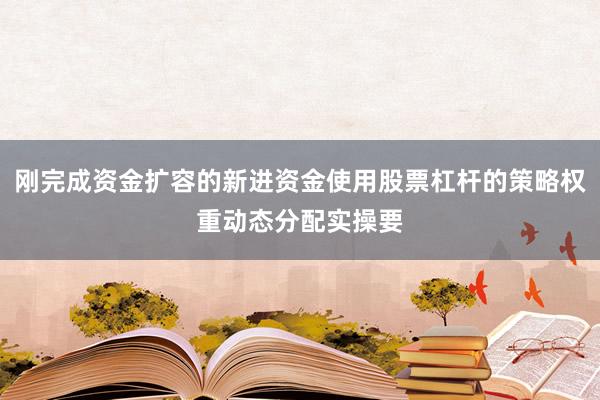 刚完成资金扩容的新进资金使用股票杠杆的策略权重动态分配实操要
