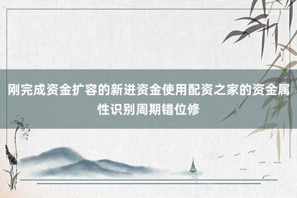 刚完成资金扩容的新进资金使用配资之家的资金属性识别周期错位修